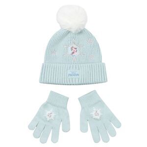 Frozen Girls Elsa Beanie & Gloves Set / Blue
